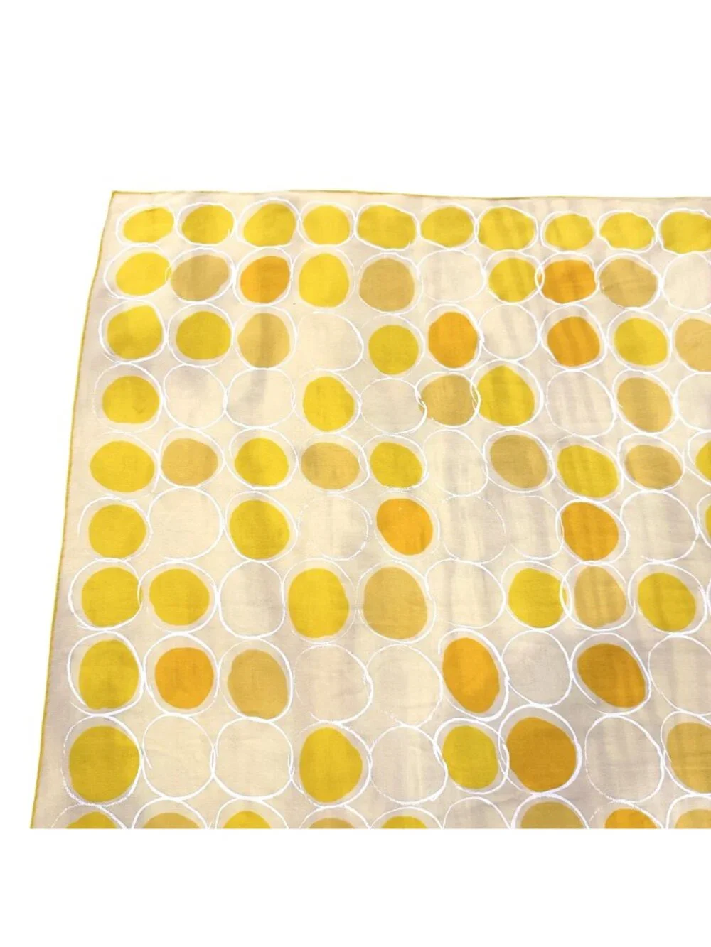 Vintage 1960s Vera Neumann Women’s Yellow Abstract Circle Silk Scarf 29x29